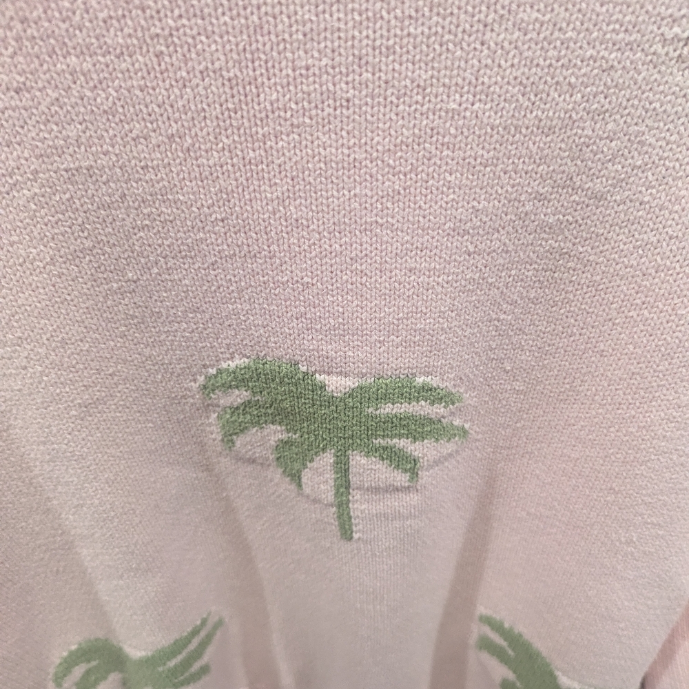 Palm Tree Pattern Pink Sweater - Picture 5 of 7